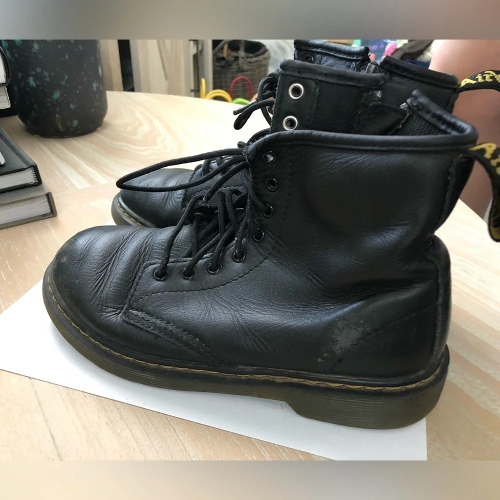 Dr. Martens|Girls size 3 black combat boots with side zip,1460J•••Used condition